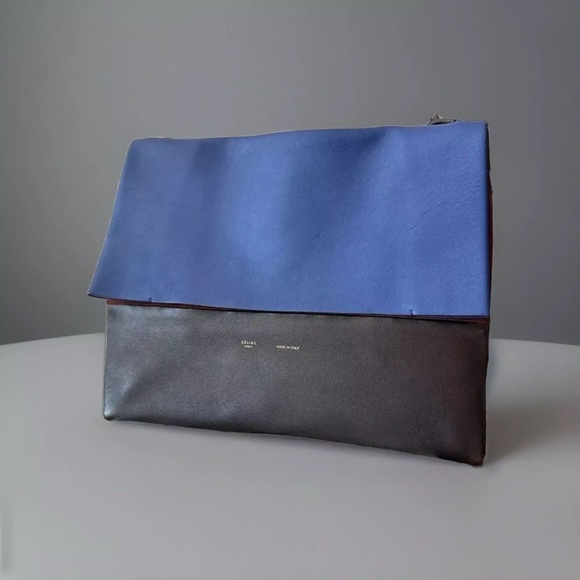Celine Handbags - Celine Tri Colour All Soft Blue, Black, Brown Colour Block Shoulder Flap Bag